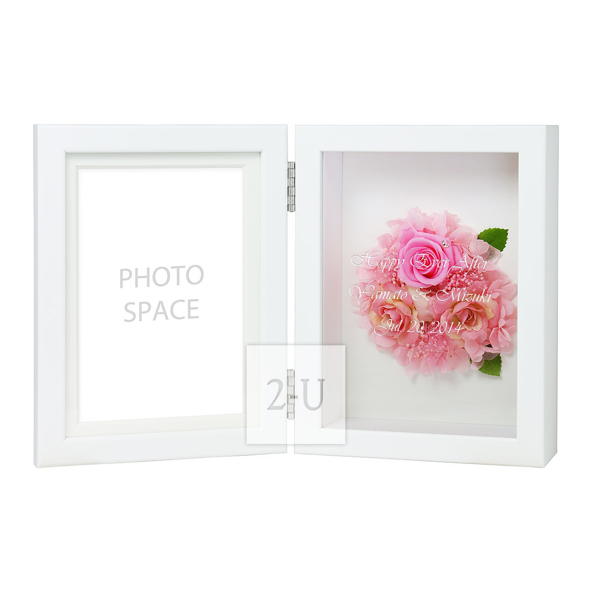 多綵玫瑰保鮮花相框相架 L 粉色
