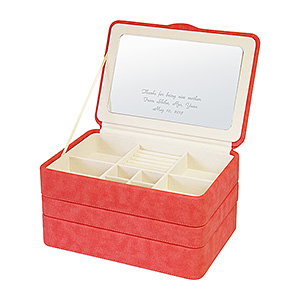 三層首飾盒收納盒 橘紅色 3L