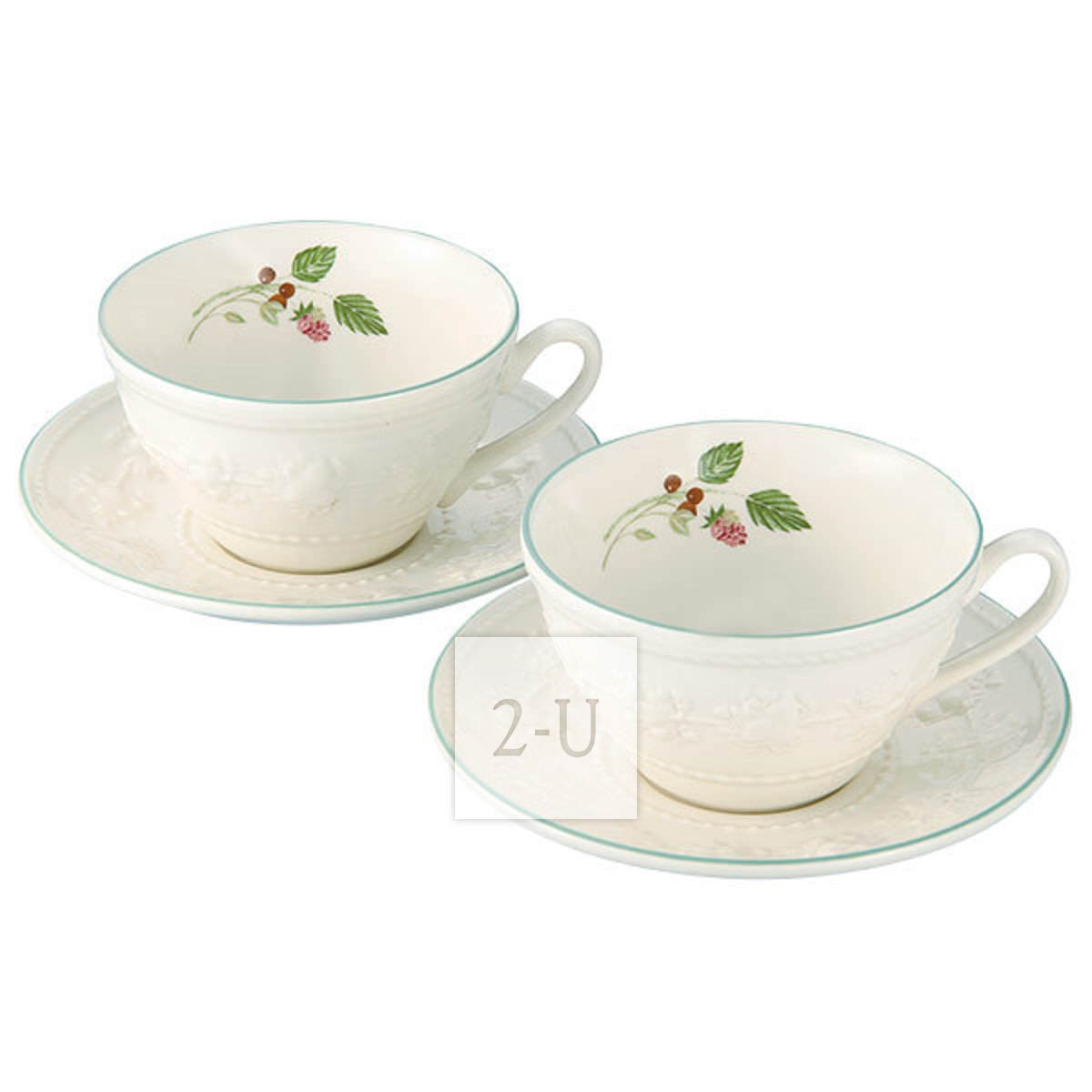 韋奇伍德 Queen's Ware Collection Festivity 陶瓷咖啡對杯杯對碟