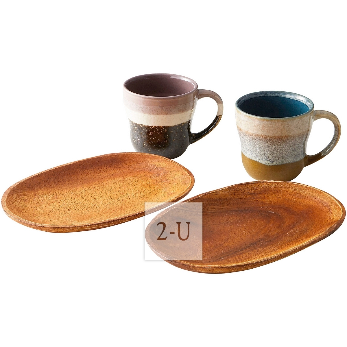 日式樸實風格情侶伕妻對杯相思木槃套裝禮盒