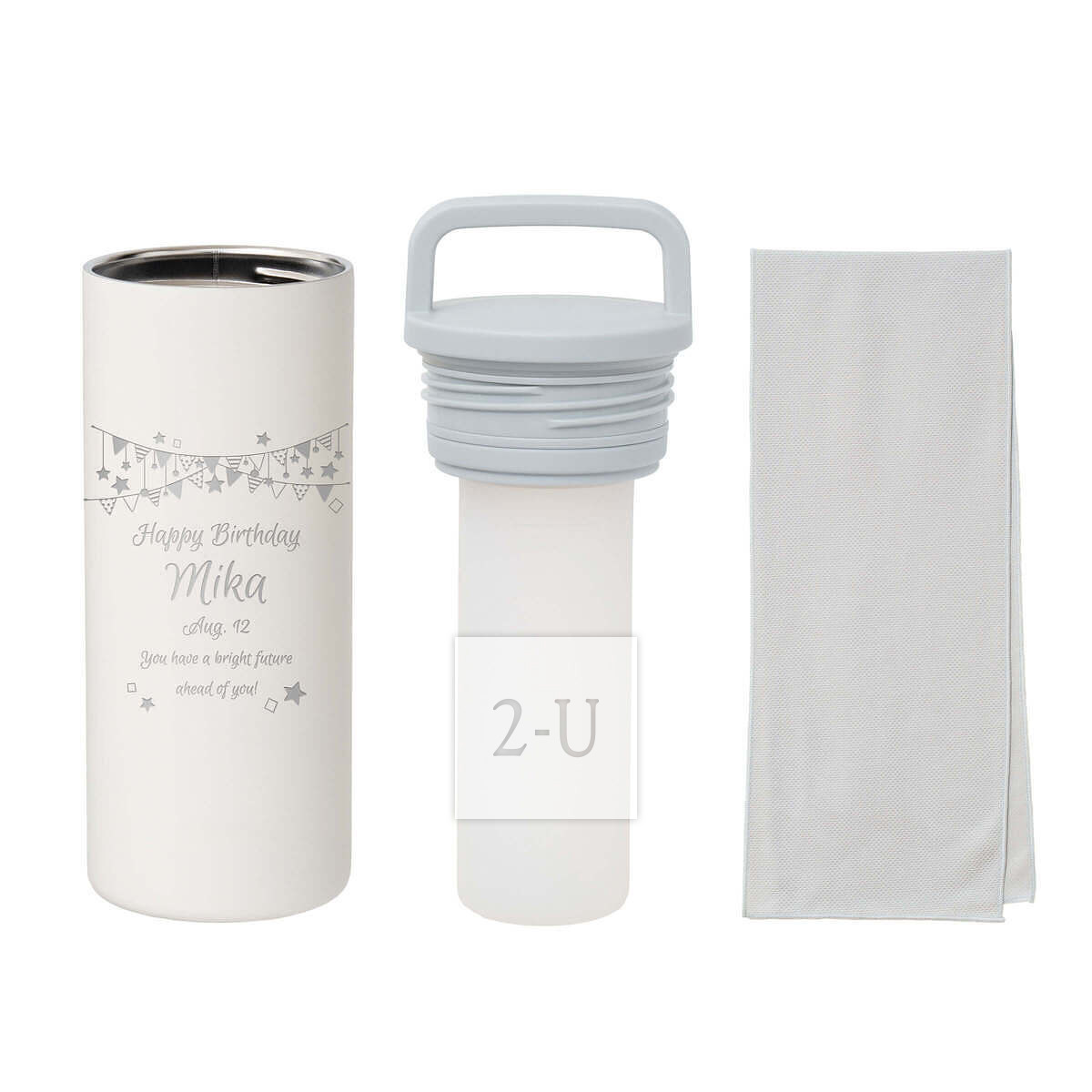 冰涼毛巾 真空不銹鋼保冷杯 白色