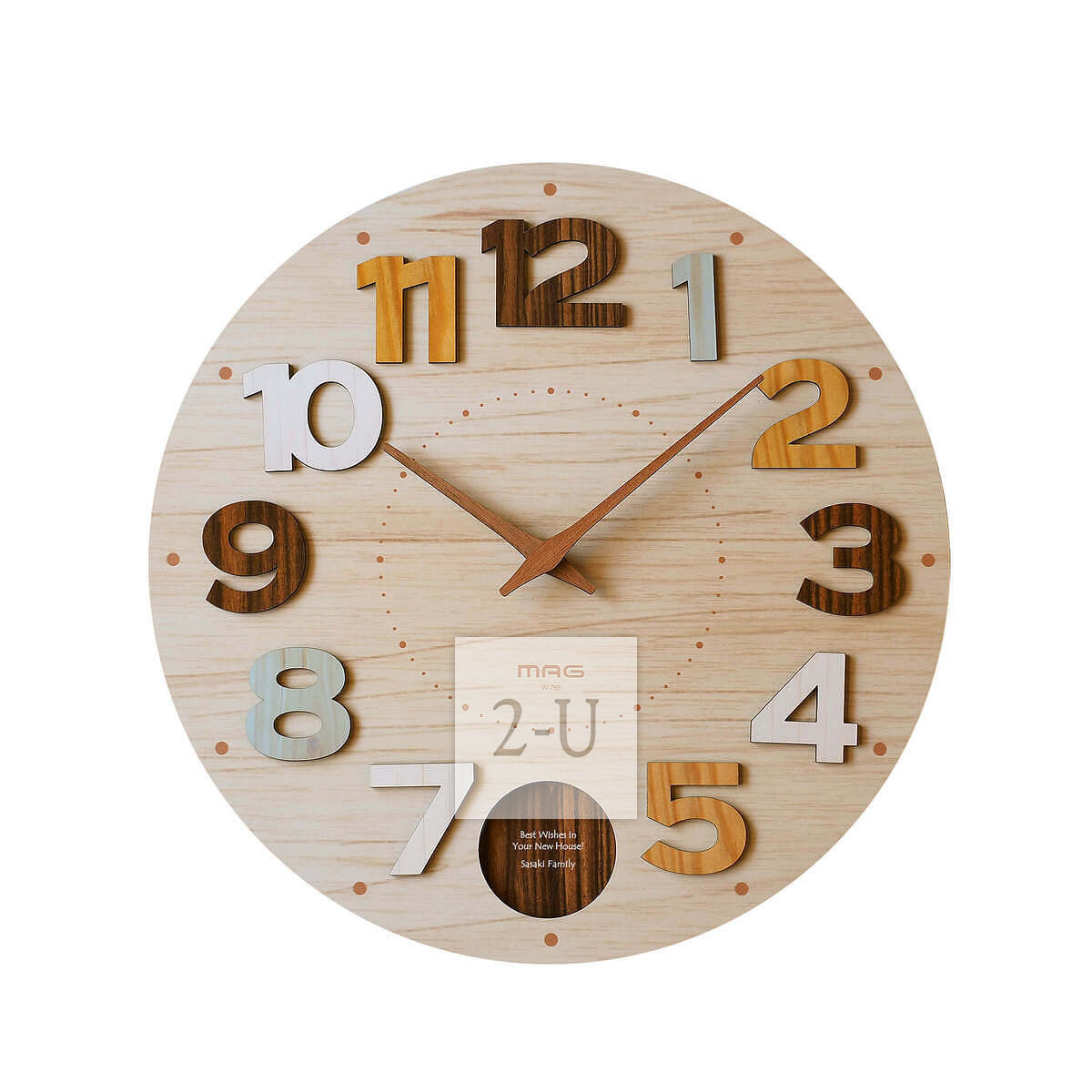 薄型壁掛大鬧鐘擺鐘 原木色