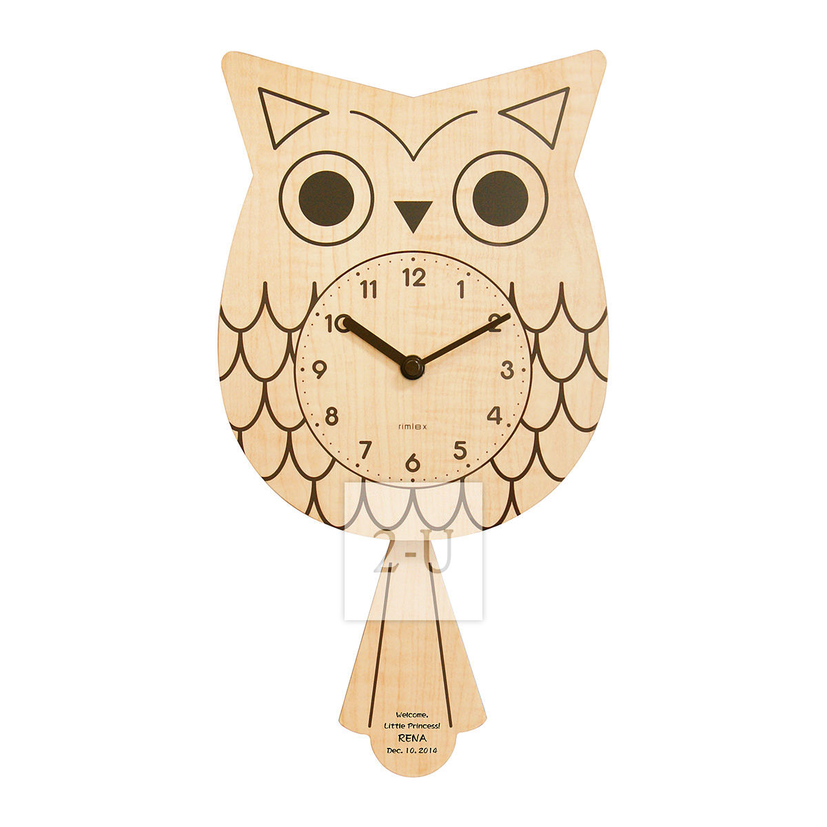 送福貓頭鷹擺鐘 原木色