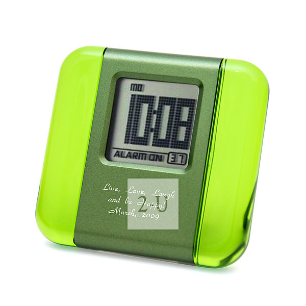 黃綠色樹脂液晶小鬧鐘