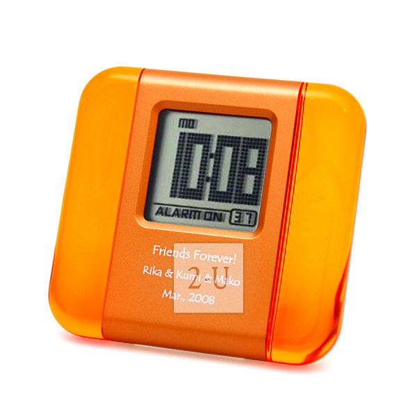 橘黃色樹脂液晶小鬧鐘
