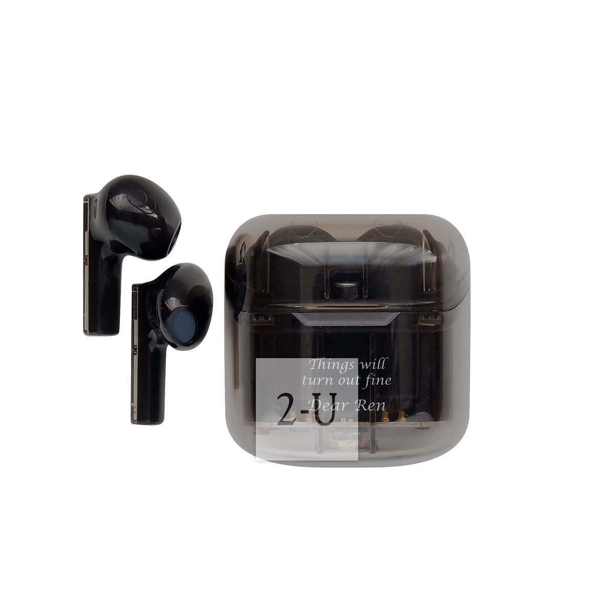 透明殼無線藍牙耳機 黑色
