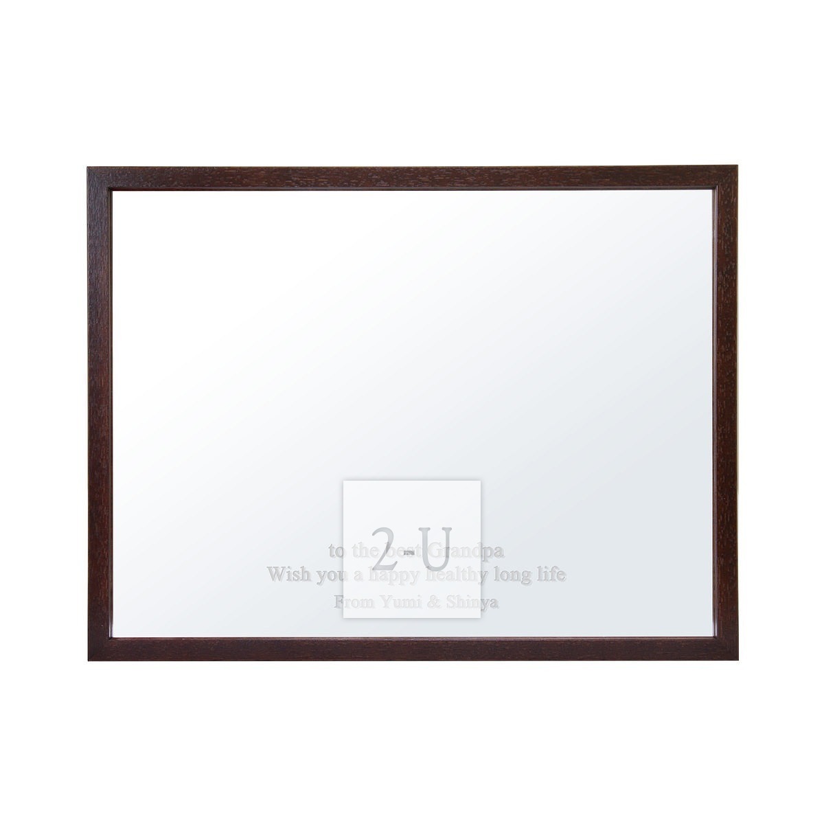 帶磁鐵鏡子 棕色木框寬長方形