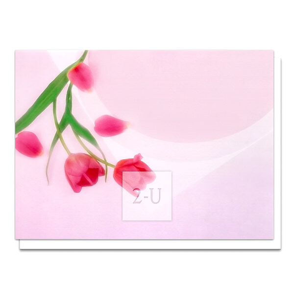 桃紅鬱金香賀卡