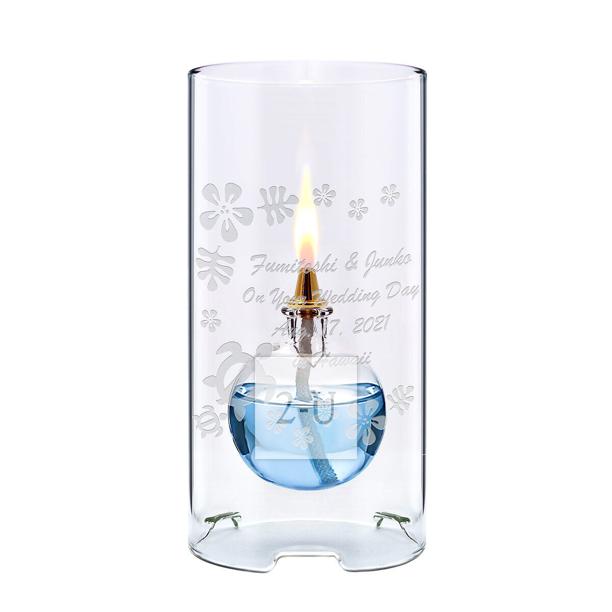 玻璃油燈 藍色毬