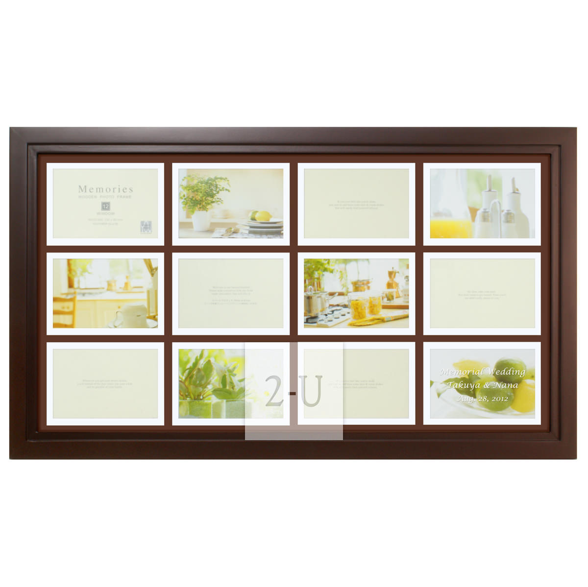 日本珍藏簡約係列木製大相框 棕色12張照片