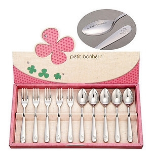 倖運草 不銹鋼咖啡勺扠子調羹套裝 10P