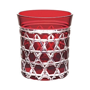 江戶切子 手工刻花酒杯 紅色