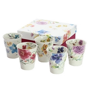 和藍 花水綵 釉下綵陶瓷杯子/茶杯/水杯/酒杯套裝