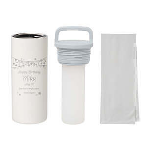 冰涼毛巾 真空不銹鋼保冷杯 白色