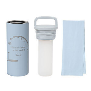 冰涼毛巾 真空不銹鋼保冷杯 藍色