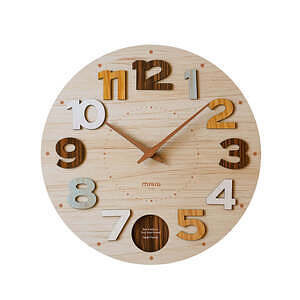 薄型壁掛大鬧鐘擺鐘 原木色