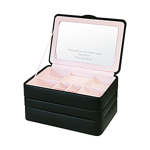 三層首飾盒收納盒 黑色 3L