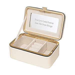 精巧金屬邊首飾盒 米黃色 S