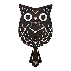 送福貓頭鷹擺鐘 深棕色