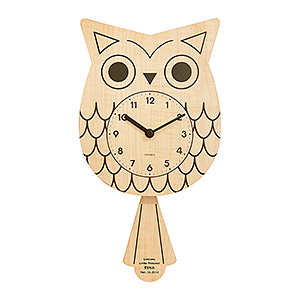 送福貓頭鷹擺鐘 原木色