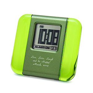 黃綠色樹脂液晶小鬧鐘