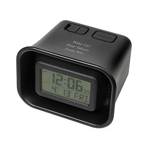 擴音器型電波電子鐘大音量警笛鬧鐘 黑色