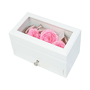 保鮮花雙層收納盒首飾盒 粉紅玫瑰