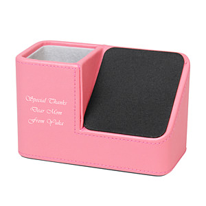 筆筒眼鏡收納盒兼 iPhone 檯手機座 桃紅色