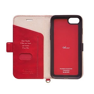 iPhone 8/7 紅色軟皮革側開護套