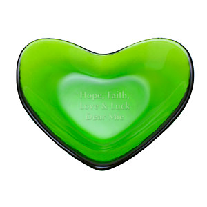 綠色心形玻璃淺碟