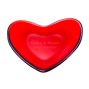 紅色心形玻璃淺碟