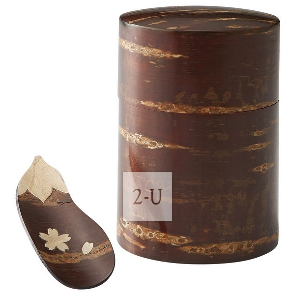 樺細工 櫻花皮漆器 茶筒茶勺套裝木製禮盒