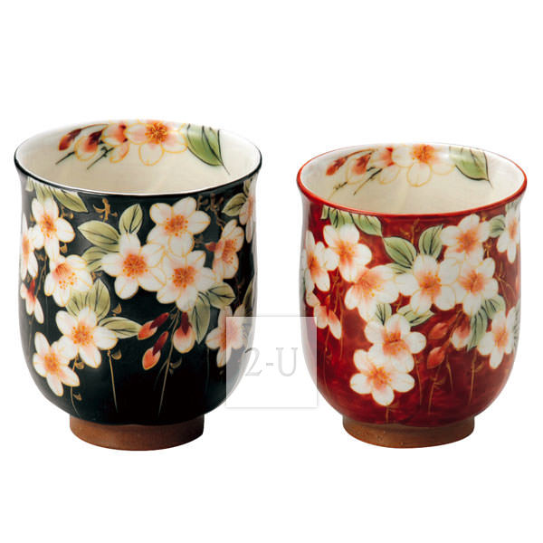 京燒清水燒 垂枝櫻花 對杯