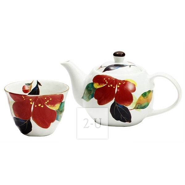 和藍 花迴廊 茶壺茶杯套裝 山茶花