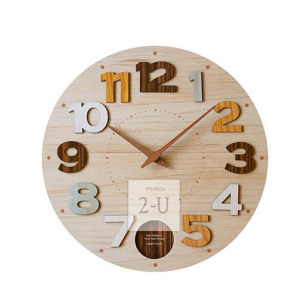 薄型壁掛大鬧鐘擺鐘 原木色