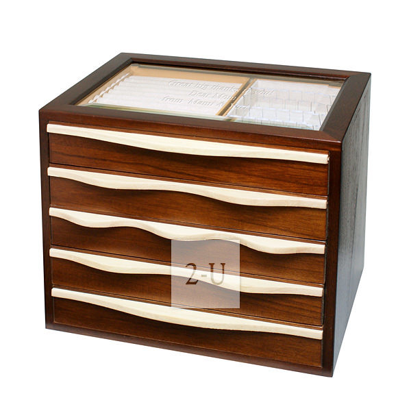 多層木質首飾盒 棕色 L