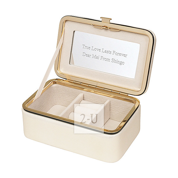 精巧金屬邊首飾盒 米黃色 S