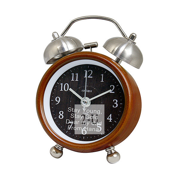 夏洛特木製鬧鈴鬧鐘 棕色