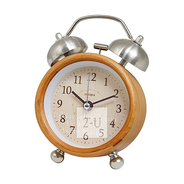 夏洛特木製鬧鈴鬧鐘 原木色