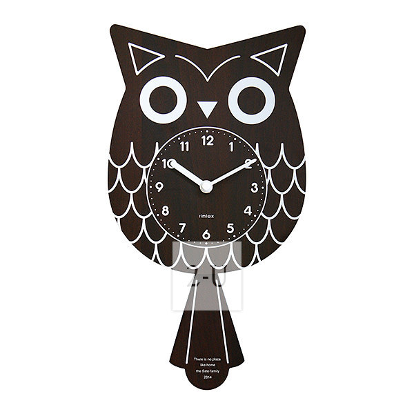 送福貓頭鷹擺鐘 深棕色