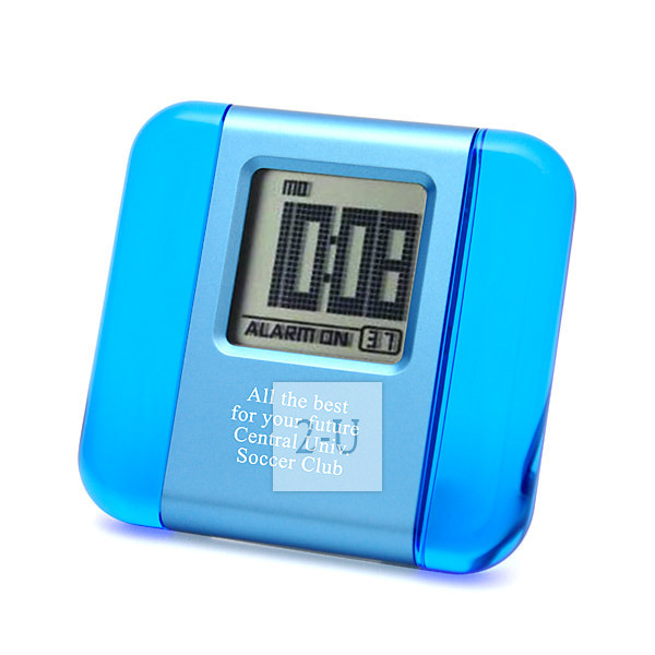 藍色樹脂液晶小鬧鐘