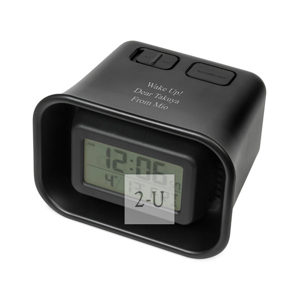 擴音器型電波電子鐘大音量警笛鬧鐘 黑色