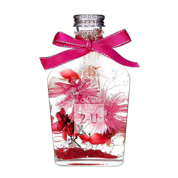 永生花浮遊花瓶植物標本瓶（Herbarium） M號 粉桃紅